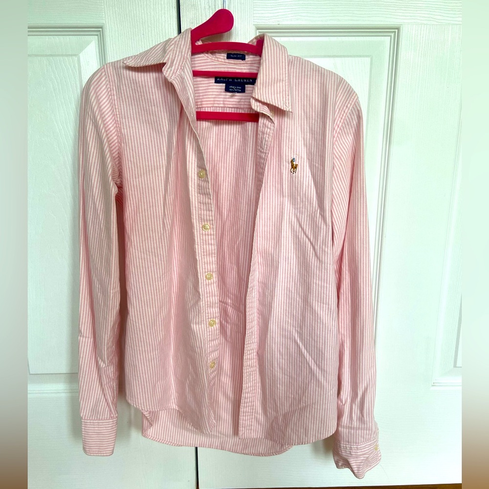 Ralph Lauren Oxford Shirt pink & white stripes